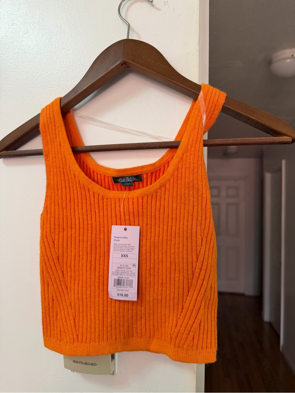 wild fable Bright Orange Ribbed Cropped Tank